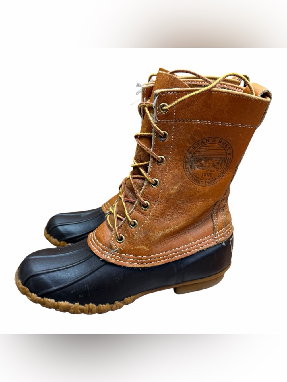 Vintage 1991 LL Bean Women Size 7 Freeport Maine Hunting Duck Boots Brown Boots